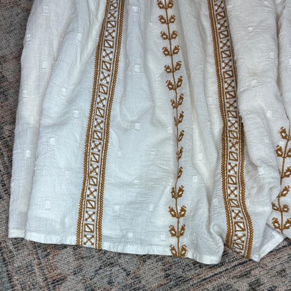 Cleobella Lacey Mini Dress w Tie Straps Side pockets Ivory & Brown Embroidered-S - Picture 8 of 15